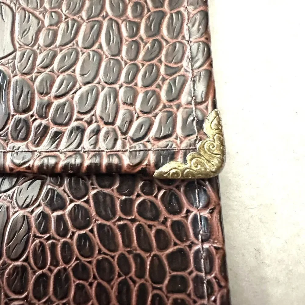 Vintage Myron Mfg Faux Alligator Leather Tri-Fold Document Portfolio Kansas City